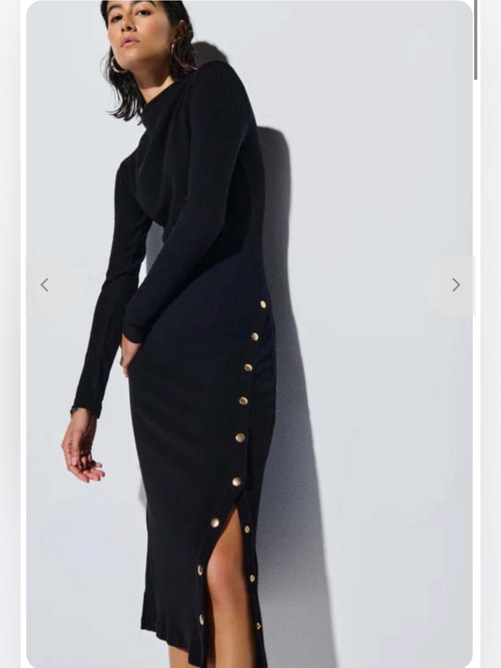 Anthro Nation Los Angeles Leni Black ribbed Side-Button Midi‎ Dress XXL